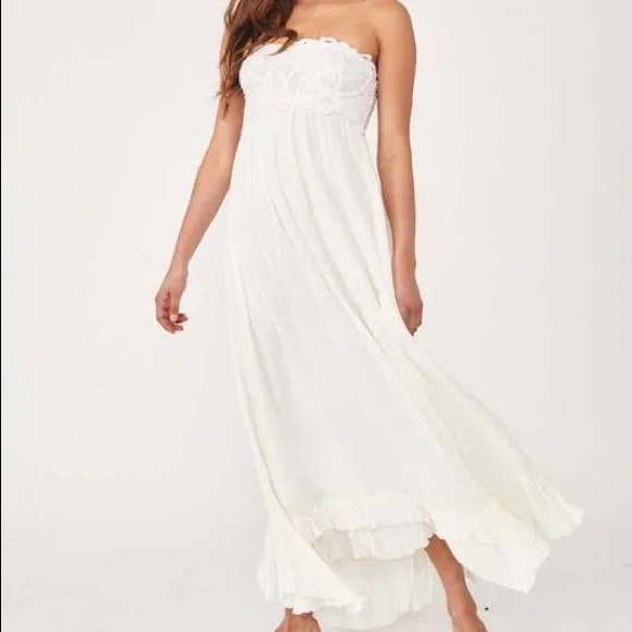 Strapless corset dress Free People white boho dress maxi dress open back - Picture 7 of 16